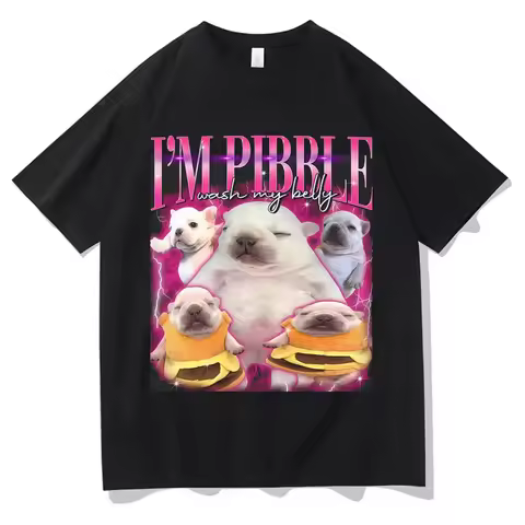 Funny Pibble Wash My Belly Dog Meme T Shirt Men Women Harajuku Comfort T-Shirt Short Sleeve Daily We