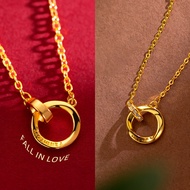 Niche High-End Mobius Ring Necklace Sand Gold Fashion Gold-Plated Women's Gold Interlocking Clavicle Necklace