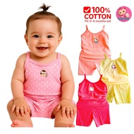 BABY SHOP 3 Pairs Baby Girl Terno Sando Shorts 0-6 Months Cotton HK Dotted Prints Assorted