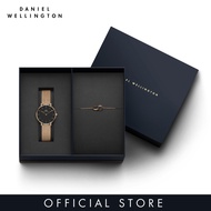[EXCLUSIVE] Daniel Wellington Gift Set - Petite Melrose 32mm Watch Black for women + Elan Unity Bracelet Rose gold 175mm - jewelry and watch set