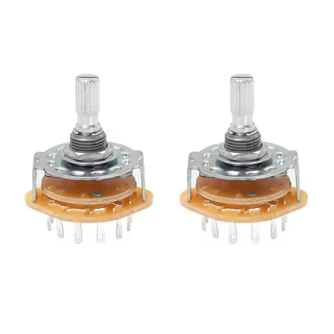2PCS 20MM Metal Rotary Switch Selector 1P12T/2P6T/3P4T/4P3T M9X0.75 18 Teeth Knurl Shaft With Solder