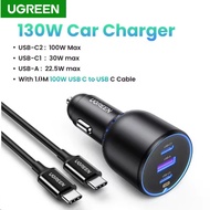 UGREEN Car Charger 130W PD Quick Charger With PD Cable For Samsung Galaxy Type C Phone Charger