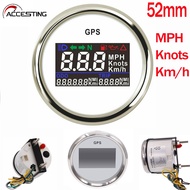 52มม. GPS ดิจิตอลจอแสดงผล LCD Speedometer เครื่องวัดระยะทาง0-999 Mph Knots KMH พร้อมนาฬิกาปลุก VA สำ