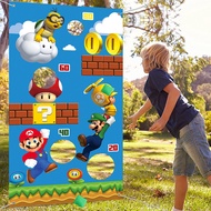 Mario themed fun bean bag throwing game banner sandbag game background children's party decorations