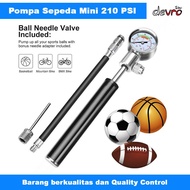 Bicycle Pump with PSI Indicator - Manual Pump Mini Bicycle Tire Pump Air Compressor 210 PSI - DUUTI 