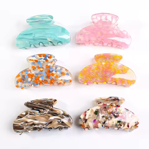 51 Colors Korean Fashion Acetate Elegant Luxury Women's Hair Clips Geometric Crab Claw Girls Hairpin
