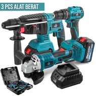 Mesin Bor Tembok Bor Beton Set Gerinda Baterai Cordless Drill Angle Grinder Paket 3 IN 1 - 6573