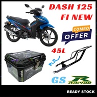(Honda Dash 125 Fi New) GS 45L Monster Top Box Motor Kotak+RAPIDO Monorack Motorcycle Accessories 🏍️