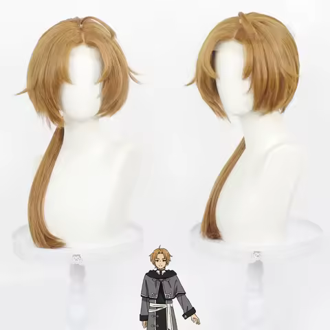 Rudeus Greyrat Cosplay Mushoku Tensei Anime Wig Long Brown Anime Cospaly Wig Lace Front Low Ponytail