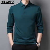 5 Color Plain Long Sleeve Polo Shirt Men T Shirt Shirts Polos Casual Business Formal Fashion Tops Lapel Collar Man Clothes Basic style Solid Color