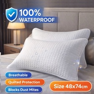 (FOREVER PREMIUM) Waterproof Pillow Protector Case Cover Anti Dust Mite Breathable Washable Pillow C