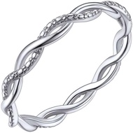 Silvora 925 Sterling Silver Twisted Ring Full Cubic Zirconia Simple Twisted Band Ring for Women Size