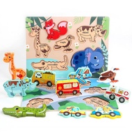 TAHVDF 3D Puzzle Dinosaur Wooden Puzzle Montessori Wooden Wooden Dinosaur Toy Toddler Dinosaur Toy D