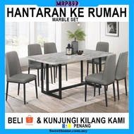 [MRP899] Marble Set 6 Seater 180CM Dinning Table Natural Marble METAL LEG MEJA MAKAN BATU MAMAR KAKI BESI 大理石桌子