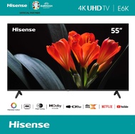 Hisense TV 55E6K ทีวี 55 นิ้ว 4K Ultra HD Smart TV Voice Control WIFI Build in Netflix Youtube VIDAA U5 DVB-T2 USB2.0 HDMI AV