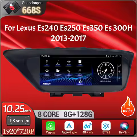 10.25" For Lexus Es240 Es250 Es350 Es 300H 2013-2017 Android 14 Car Radio Multimedia BT Carplay Snap