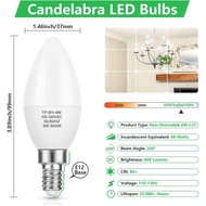 MAXvolador 12-Pack E12 Candelabra LED Bulbs 60W Equivalent, 6W 600 LM Chandelier Light Bulb 5000K, B
