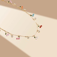 Popular jewelry in Europe and America, colorful oil-dripped cherry zircon pendant necklace, Y2K badd
