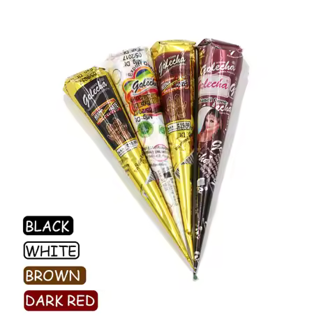 GOLECHA Black Brown Red White Henna Cones Indian Henna Tattoo Paste For Temporary Tattoo Body Art St