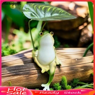 [MIC]☆Frog Garden Statue Lotus Leaf Sitting Frog Figurine Cute Resin Frog Sculpture for Outdoor Yard