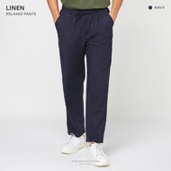 TWENTYSECOND กางเกงขายาวทรง Straight fit รุ่น Linen Relaxed Pants - กรม / Navy