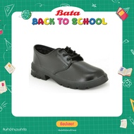 Bata รองเท้านักเรียนเด็กผู้ชาย รองเท้านักเรียนคัทชู แบบผูกเชือก เสริมส้น 1 นิ้ว  สีดำ รหัส 4216126