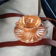 復古 Anchor Hocking 桃色光澤郊區杯美國製造