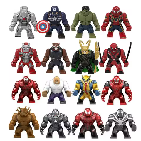 Anime Model Figures Big Goblin Spiderman Iron Man Venom Captain Hawk Deadpool Technic Armor City Gif