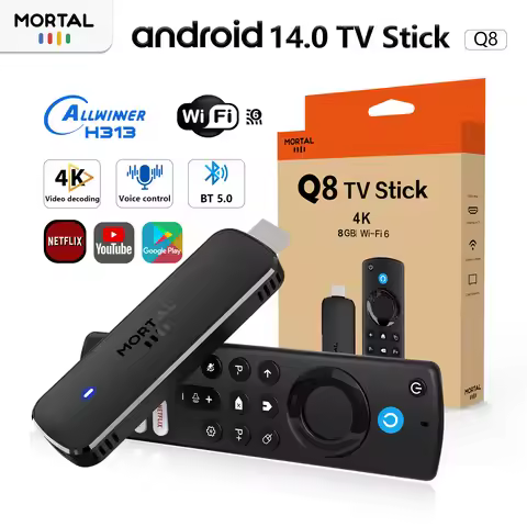 Andriod14 TV stick Voice Control Theater WIFI6 Bluetooth 4K Video Allwinner H313 Free Live TV Set To