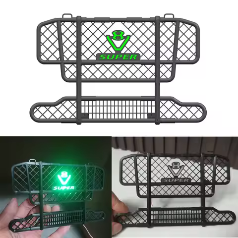 Plastic Front Bumper Bullbar with LED Lights for 1/14 Tamiya RC Dump Truck SCANIA R620 VOLVO Mercede