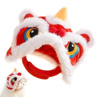 Winter Dog Hat Cute Plush Cat Hat Pet Costumes Chinese New Year Costume Soft Warm Lion Dance Clothes for Cat Puppy Dog Holiday Dress up Supplies clever