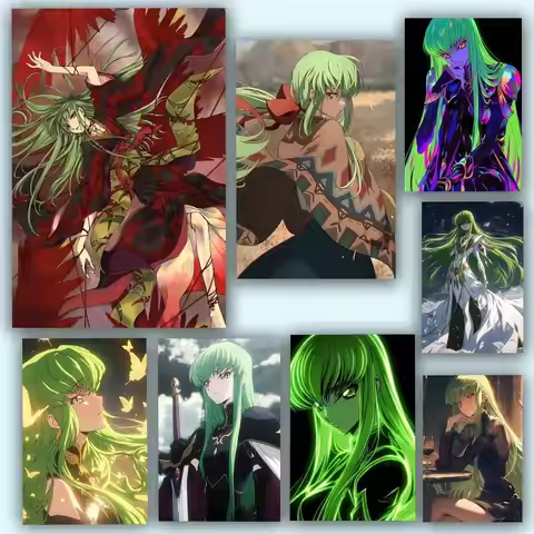 Anime Code G-Geass C.C Posters Self Adhesive Waterproof Ideal For Living Room Bedroom Bar Decoration