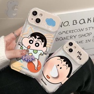 Cute Shin-Chan Dumb Shock-Resistant Phone Case Suitable For iPhone 15 14 13 12 11 Mirror Holder XS X