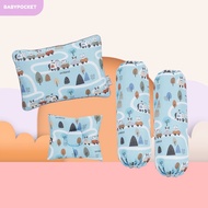 Baby Bolster Pillow Set + Train Animal Light Blue Series Arm Pillow OB14072 Omiland