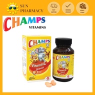 CHAMPS Vitamin C 100mg for kids (Orange/Strawberry/S/F strawberry/Lysine/blackcurrant) 100's