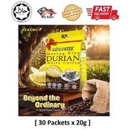 APACHE Musang King Durian White Coffee 3-in-1 Kopi 600g Big Pack - Halal - 20g x 30 Packets Premix -