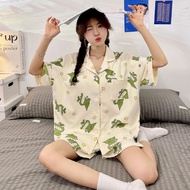 Zhu XIA Bộ bộ đồ pijamas mùa hè dễ thương cho phụ nữ trẻ có in hoạt hình