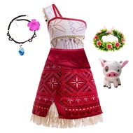 สาวใหม่ภาพยนตร์ Moana 2 ชุดปาร์ตี้ฮาโลวีนผจญภัยเครื่องแต่งกายสาวเจ้าหญิงแฟนซีเสื้อผ้าเด็ก Vaiana Pua