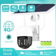 Hamrol 5MP 4G SIM Card PTZ Kamera Solar Panel Battery PIR Detection Audio Outdoor CCTV Camera Connec