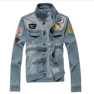 *AT* Men Fashion Slim Denim Jacket Jeans Coat Jaket Seluar Jeans Lelaki