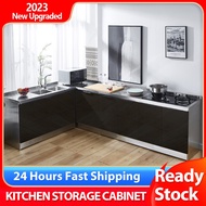 Stainless Steel Household Kitchen Black Stove Cabinet Meja Sinki Storage Kabinet Almari Dapur Gas Murah Cupboard