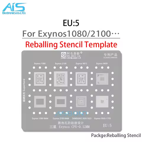 EU5 BGA Stencil Reballing For Samsung 3830 XGO Exynos 1080 2100 9815 9609 8895-1703 RAM Chip Solder 