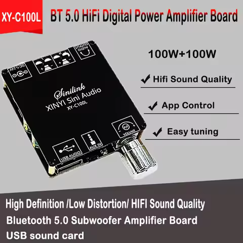 XINYI Audio HiFi Digital Power Amplifier Board 100W C100L Bluetooth 5.0 Dual-channel Speaker Stereo 