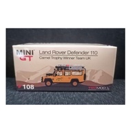 Mini GT 1:64 Land Rover Defender 110 Camel Trophy Winner Team UK No.108