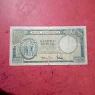 Uang kertas kuno Indonesia Rp 1.000 Gajah 1957 seri hewan langka uang lama Nusantara TP8gs