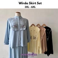 OVERRSIZE 3XL(50/52)-6XL(58/60) Plus Size Wirda Embroidery Woman Muslimah Skirt Set Kurung Sulam Per