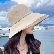 Hat Women Design Stitching Two-Color Route Big-Brimmed Bucket Hat Small Face Casual Hat Trendy M26.0