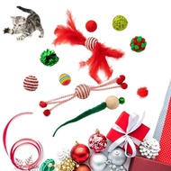 CH* Christmas Cat Balls Toy Accessories Furry Balls Pompoms Rattan Balls Mouse Cat Toy Attachments B