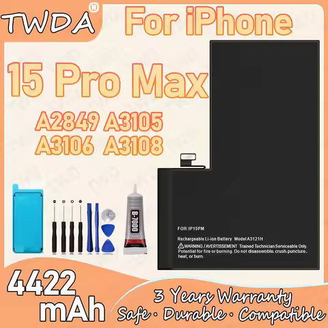 A3121H Large capacity 4422mAh Battery For iPhone 15 Pro Max/A2849/A3105/A3106/A3108 Batteries New Hi