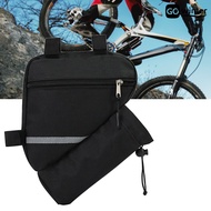 [GW]Nylon Bike Frame Bag Wear-Resistant Portable Reflective Stripe Triangle Frame Bag for Bicycle